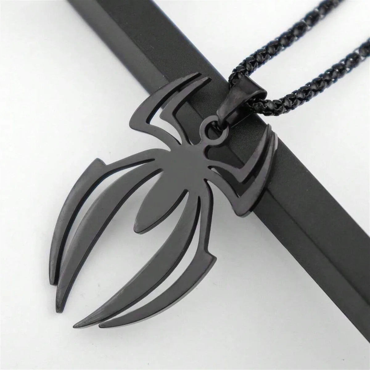 Superhero Spider Logo Necklace Men Stainless Steel Pendant Chain