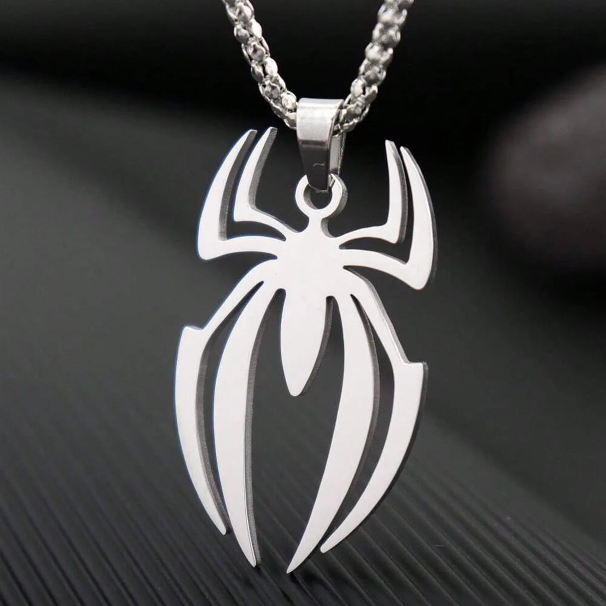 Superhero Spider Logo Necklace Men Stainless Steel Pendant Chain