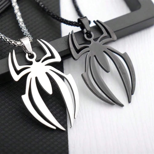 Superhero Spider Logo Necklace Men Stainless Steel Pendant Chain